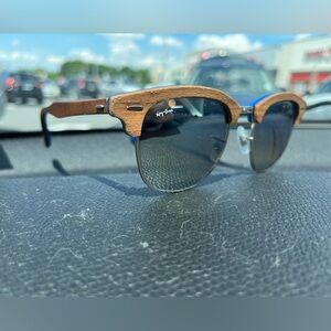 Ray-Ban Clubmaster - Wooden/Blue, Silver Gradient lenses